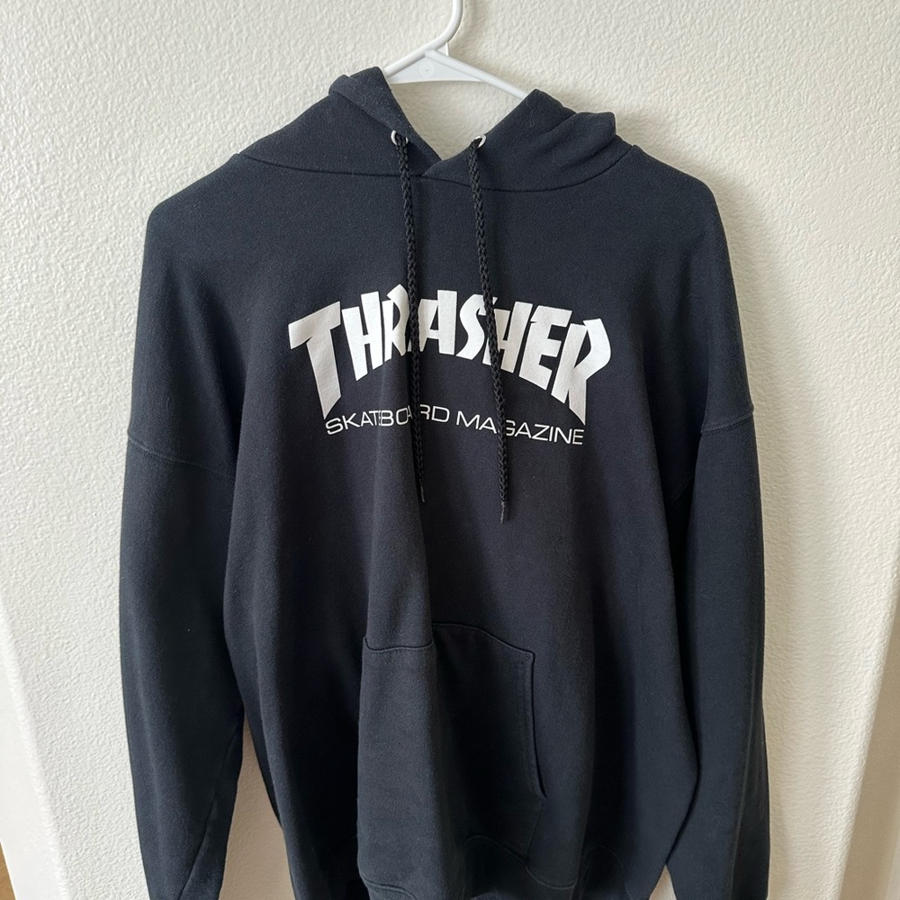 Thrasher Black Hoodie with White Logo - Men